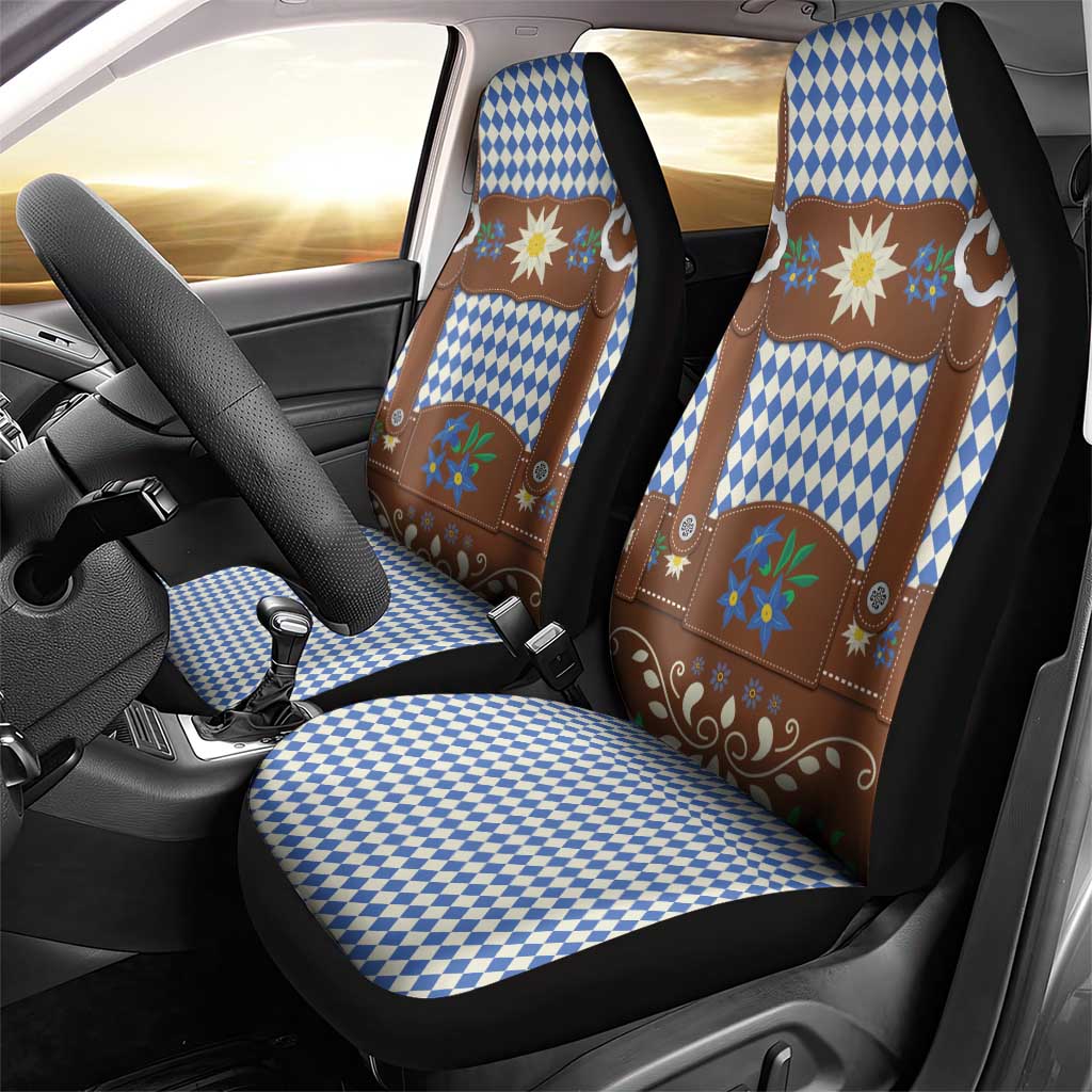 Lederhosen Oktoberfest Car Seat Cover Blue Edelweiss Floral Polka Dots - Wonder Print Shop
