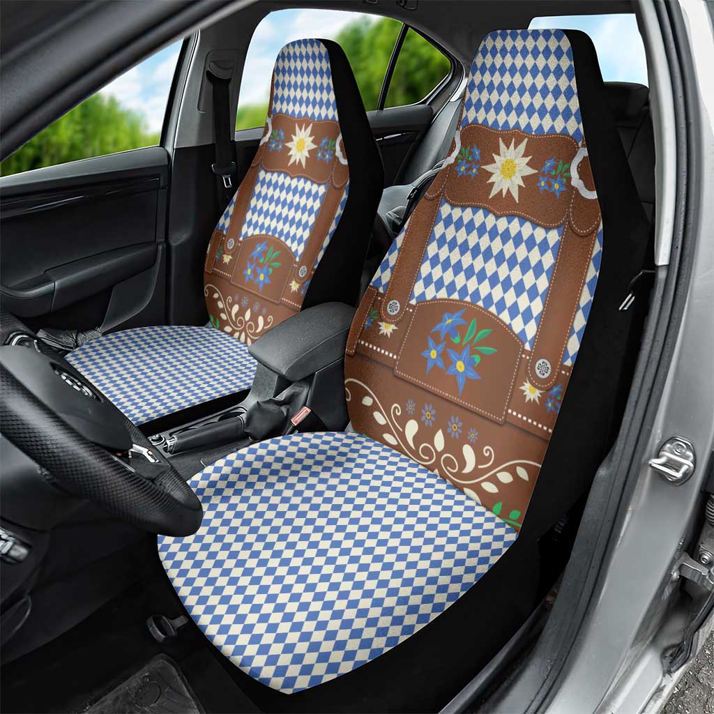 Lederhosen Oktoberfest Car Seat Cover Blue Edelweiss Floral Polka Dots - Wonder Print Shop
