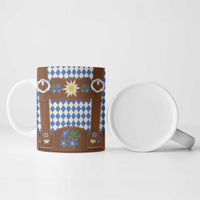 Lederhosen Oktoberfest Ceramic Mug Blue Edelweiss Floral Polka Dots - Wonder Print Shop