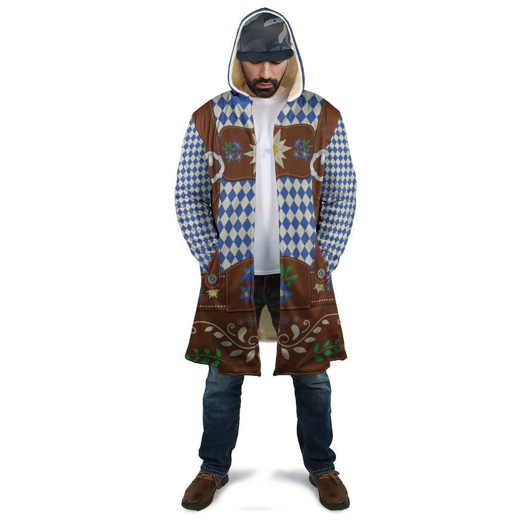 Lederhosen Oktoberfest Cloak Blue Edelweiss Floral Polka Dots - Wonder Print Shop