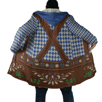 Lederhosen Oktoberfest Cloak Blue Edelweiss Floral Polka Dots - Wonder Print Shop