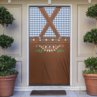 Lederhosen Oktoberfest Door Cover Blue Edelweiss Floral Polka Dots - Wonder Print Shop