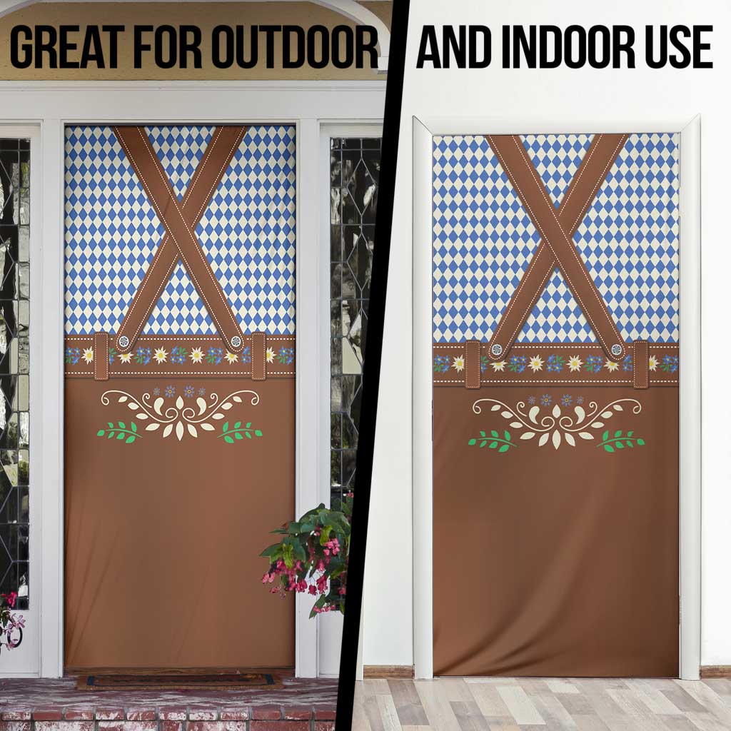 Lederhosen Oktoberfest Door Cover Blue Edelweiss Floral Polka Dots - Wonder Print Shop