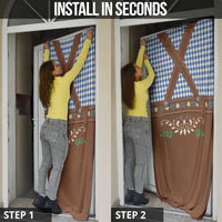 Lederhosen Oktoberfest Door Cover Blue Edelweiss Floral Polka Dots - Wonder Print Shop