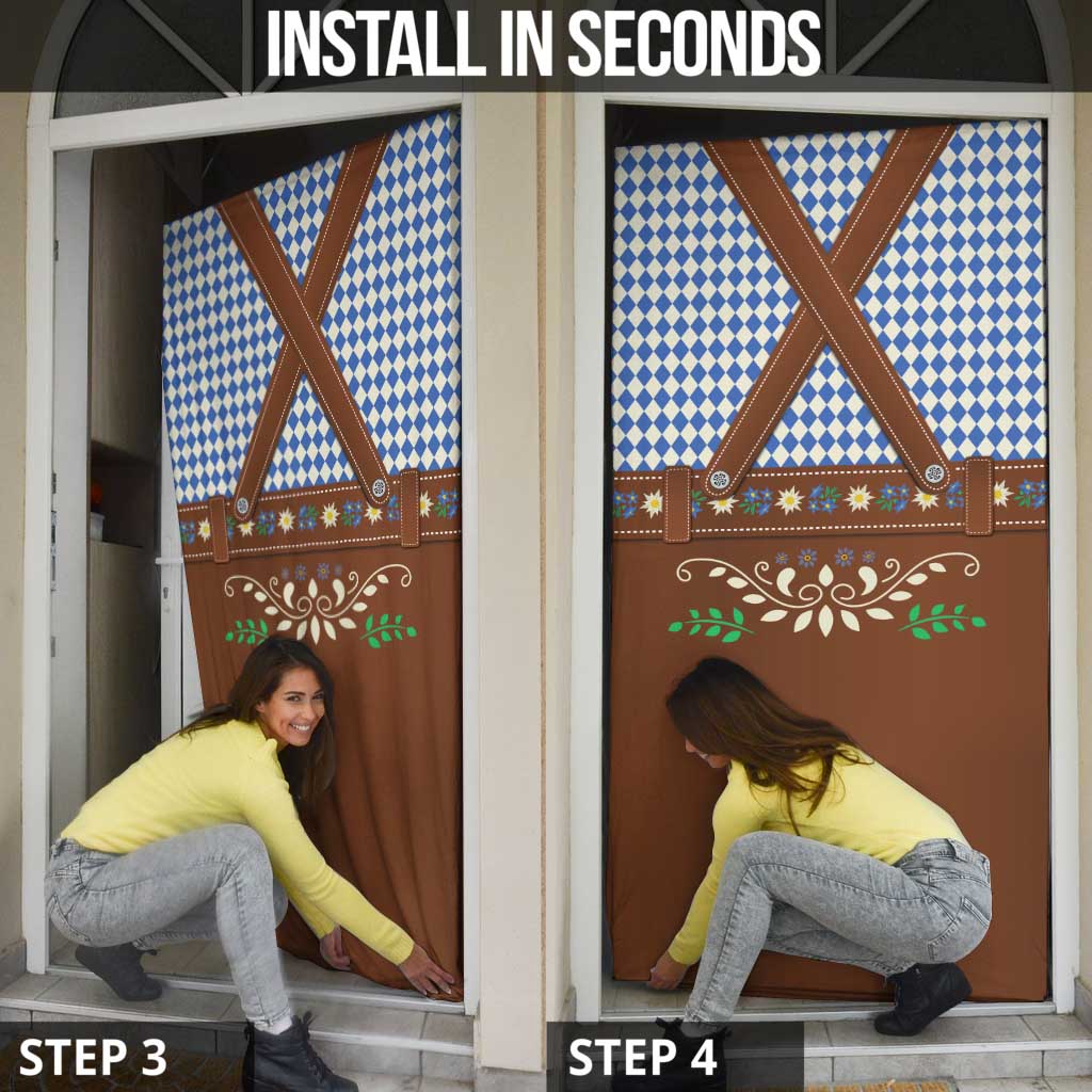 Lederhosen Oktoberfest Door Cover Blue Edelweiss Floral Polka Dots - Wonder Print Shop