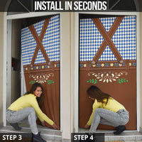 Lederhosen Oktoberfest Door Cover Blue Edelweiss Floral Polka Dots - Wonder Print Shop