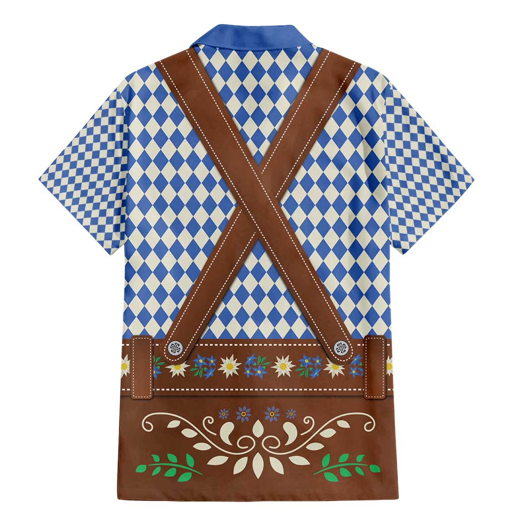 Lederhosen Oktoberfest Family Matching Mermaid Dress and Hawaiian Shirt Blue Edelweiss Floral Polka Dots - Wonder Print Shop