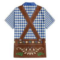 Lederhosen Oktoberfest Family Matching Off The Shoulder Long Sleeve Dress and Hawaiian Shirt Blue Edelweiss Floral Polka Dots - Wonder Print Shop