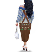 Lederhosen Oktoberfest Family Matching Off The Shoulder Long Sleeve Dress and Hawaiian Shirt Blue Edelweiss Floral Polka Dots - Wonder Print Shop