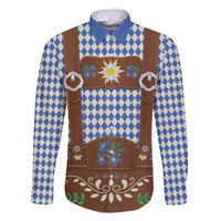 Lederhosen Oktoberfest Family Matching Off Shoulder Maxi Dress and Hawaiian Shirt Blue Edelweiss Floral Polka Dots - Wonder Print Shop