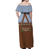 Lederhosen Oktoberfest Family Matching Off Shoulder Maxi Dress and Hawaiian Shirt Blue Edelweiss Floral Polka Dots - Wonder Print Shop