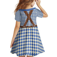 Lederhosen Oktoberfest Family Matching Puletasi and Hawaiian Shirt Blue Edelweiss Floral Polka Dots - Wonder Print Shop