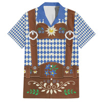 Lederhosen Oktoberfest Family Matching Puletasi and Hawaiian Shirt Blue Edelweiss Floral Polka Dots - Wonder Print Shop