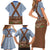 Lederhosen Oktoberfest Family Matching Short Sleeve Bodycon Dress and Hawaiian Shirt Blue Edelweiss Floral Polka Dots - Wonder Print Shop