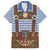 Lederhosen Oktoberfest Family Matching Short Sleeve Bodycon Dress and Hawaiian Shirt Blue Edelweiss Floral Polka Dots - Wonder Print Shop