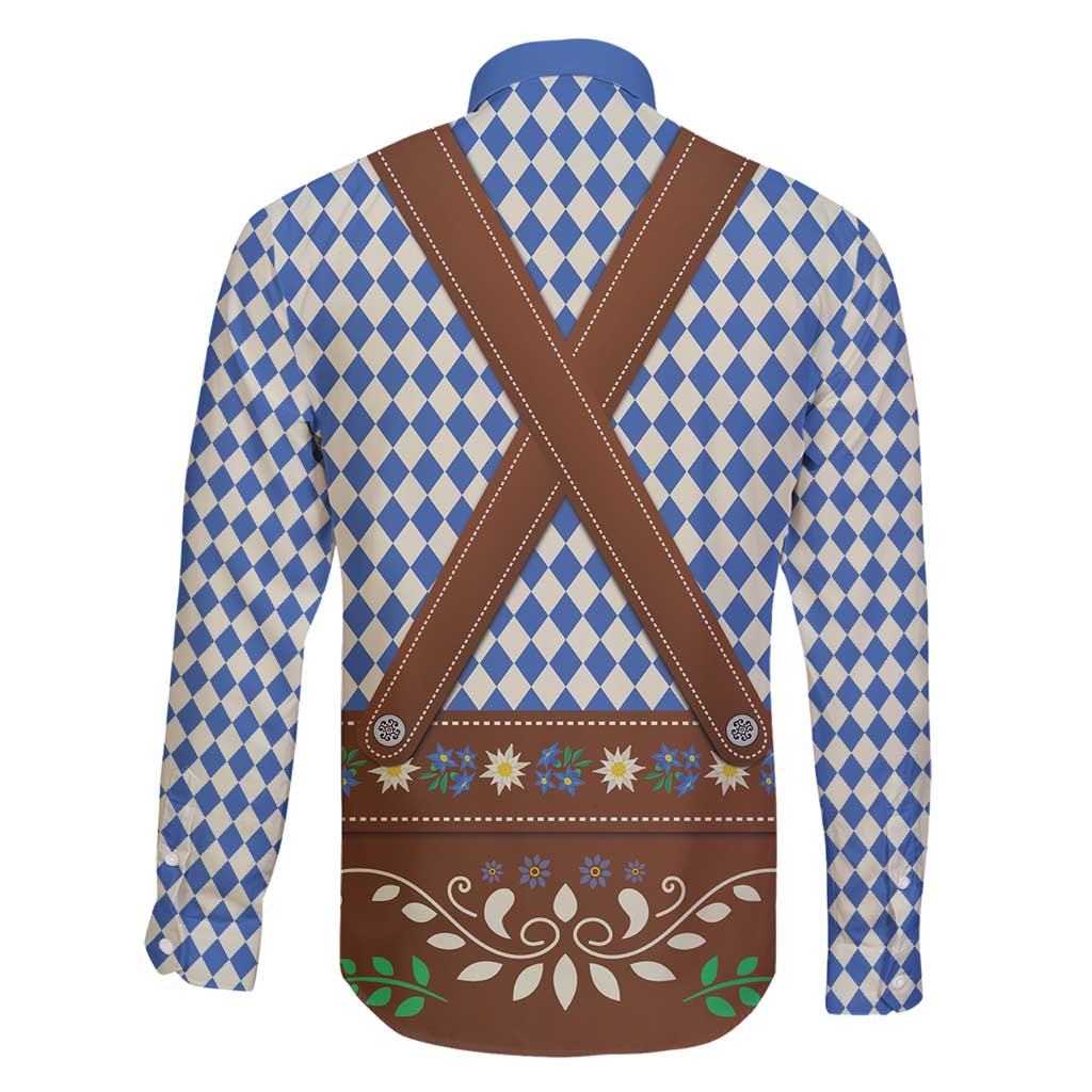 Lederhosen Oktoberfest Family Matching Tank Maxi Dress and Hawaiian Shirt Blue Edelweiss Floral Polka Dots - Wonder Print Shop