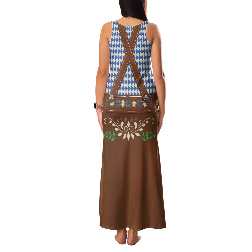 Lederhosen Oktoberfest Family Matching Tank Maxi Dress and Hawaiian Shirt Blue Edelweiss Floral Polka Dots - Wonder Print Shop