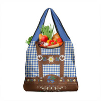 Lederhosen Oktoberfest Grocery Bag Blue Edelweiss Floral Polka Dots - Wonder Print Shop