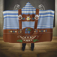 Lederhosen Oktoberfest Hooded Blanket Blue Edelweiss Floral Polka Dots - Wonder Print Shop