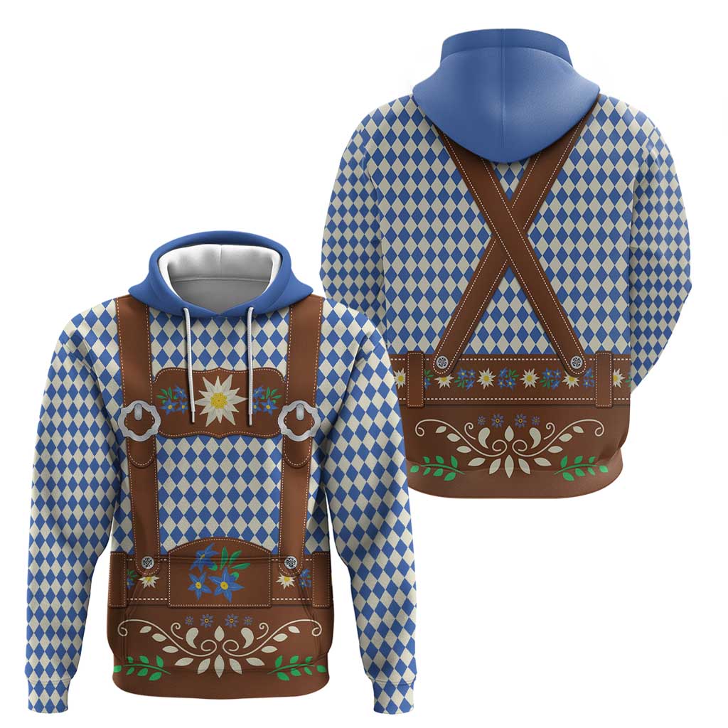 Lederhosen Oktoberfest Hoodie Blue Edelweiss Floral Polka Dots - Wonder Print Shop