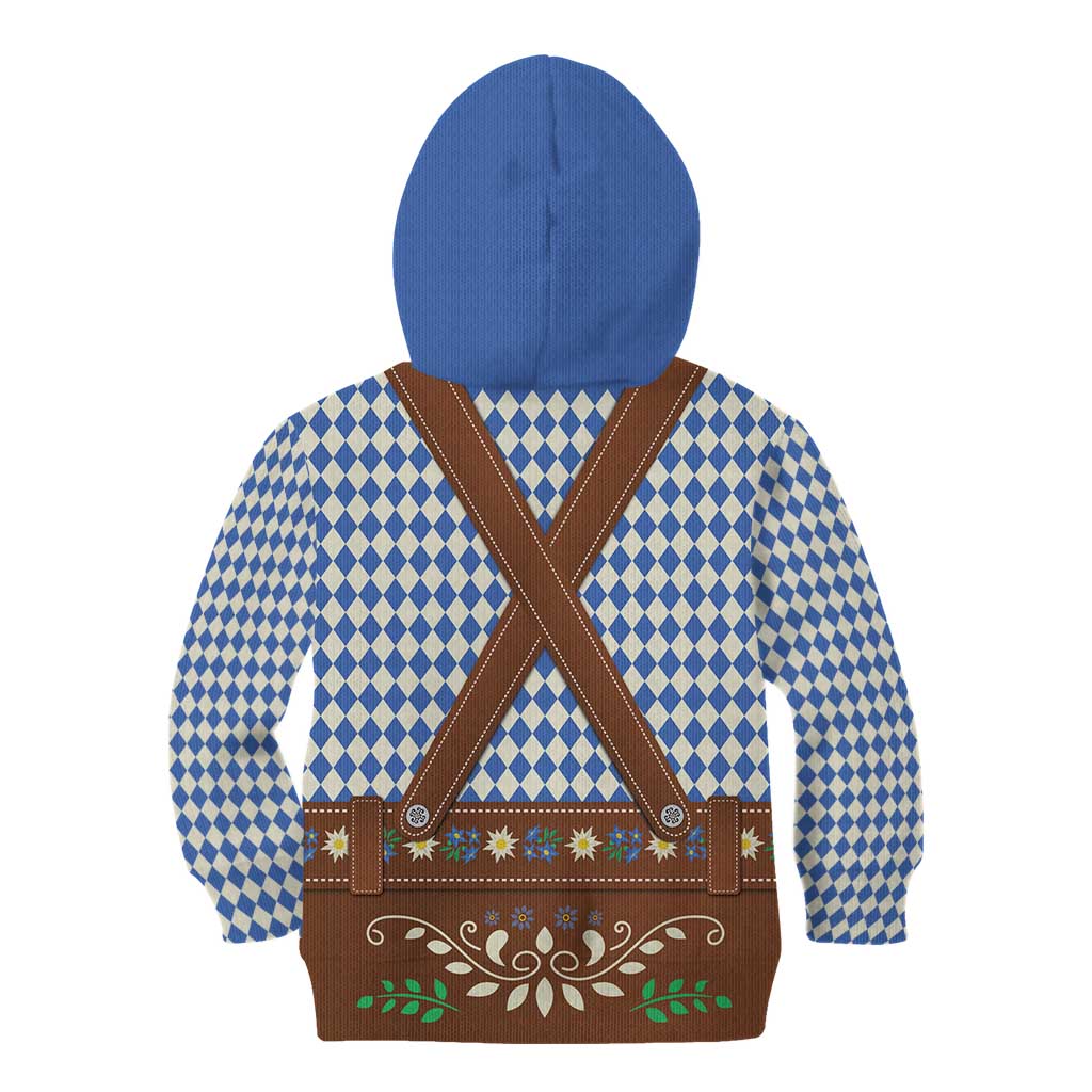 Lederhosen Oktoberfest Kid Hoodie Blue Edelweiss Floral Polka Dots - Wonder Print Shop