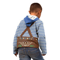 Lederhosen Oktoberfest Kid Hoodie Blue Edelweiss Floral Polka Dots - Wonder Print Shop