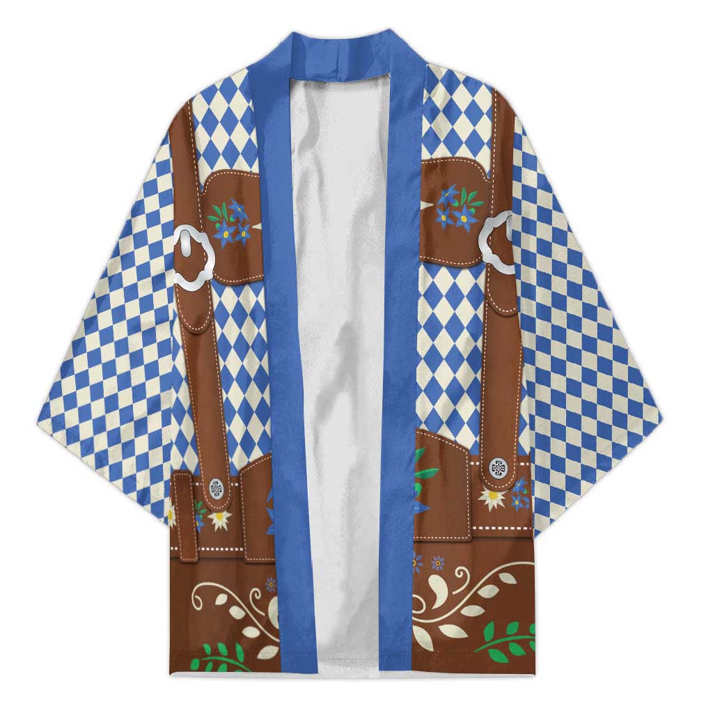 Lederhosen Oktoberfest Kimono Blue Edelweiss Floral Polka Dots - Wonder Print Shop