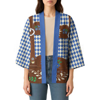 Lederhosen Oktoberfest Kimono Blue Edelweiss Floral Polka Dots - Wonder Print Shop