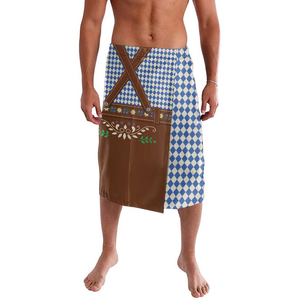 Lederhosen Oktoberfest Lavalava Blue Edelweiss Floral Polka Dots - Wonder Print Shop