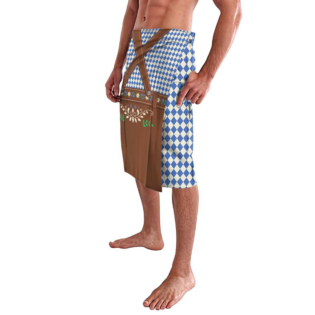 Lederhosen Oktoberfest Lavalava Blue Edelweiss Floral Polka Dots - Wonder Print Shop