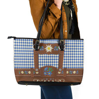 Lederhosen Oktoberfest Leather Tote Bag Blue Edelweiss Floral Polka Dots - Wonder Print Shop
