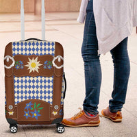 Lederhosen Oktoberfest Luggage Cover Blue Edelweiss Floral Polka Dots - Wonder Print Shop