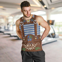 Lederhosen Oktoberfest Men Tank Top Blue Edelweiss Floral Polka Dots - Wonder Print Shop