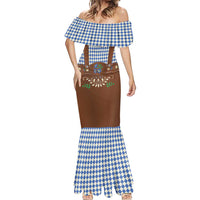 Lederhosen Oktoberfest Mermaid Dress Blue Edelweiss Floral Polka Dots - Wonder Print Shop
