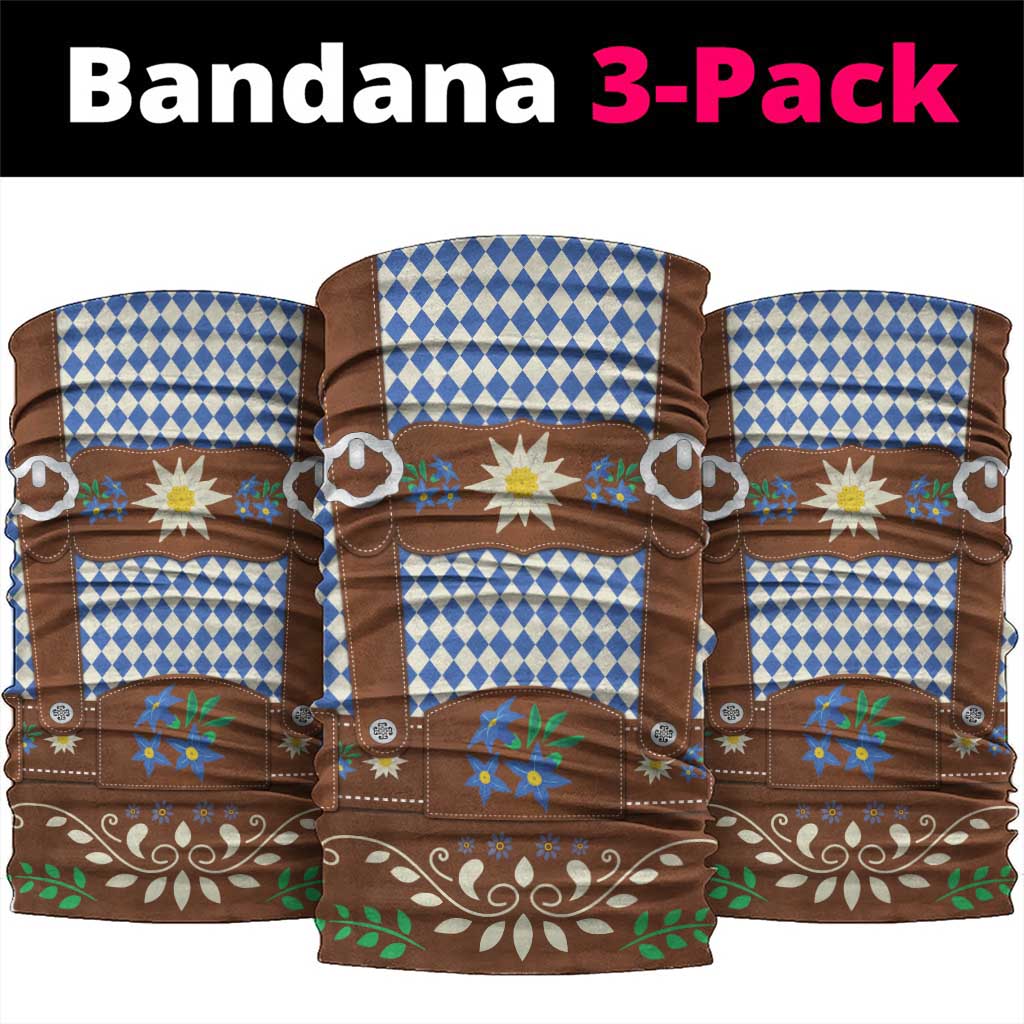 Lederhosen Oktoberfest Neck Gaiter Blue Edelweiss Floral Polka Dots - Wonder Print Shop
