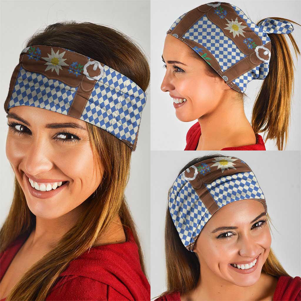 Lederhosen Oktoberfest Neck Gaiter Blue Edelweiss Floral Polka Dots - Wonder Print Shop