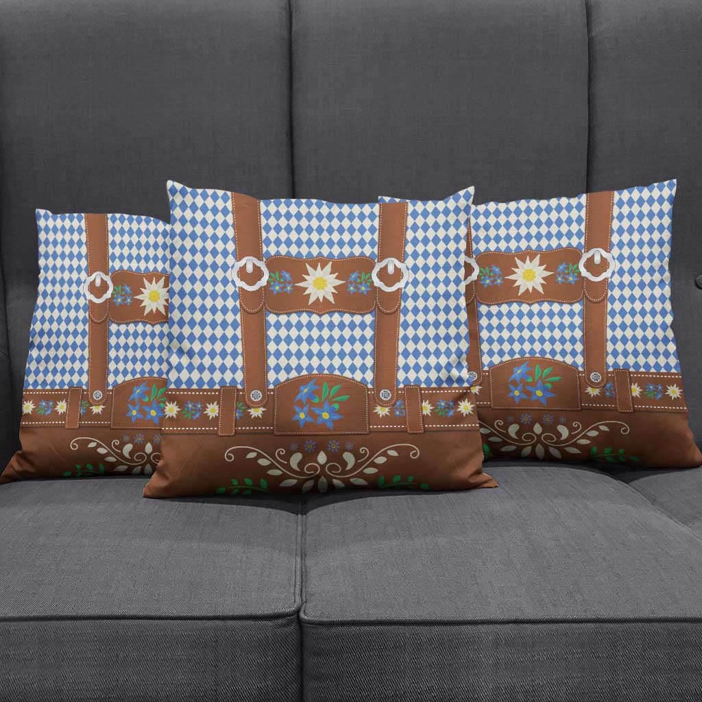 Lederhosen Oktoberfest Pillow Cover Blue Edelweiss Floral Polka Dots - Wonder Print Shop