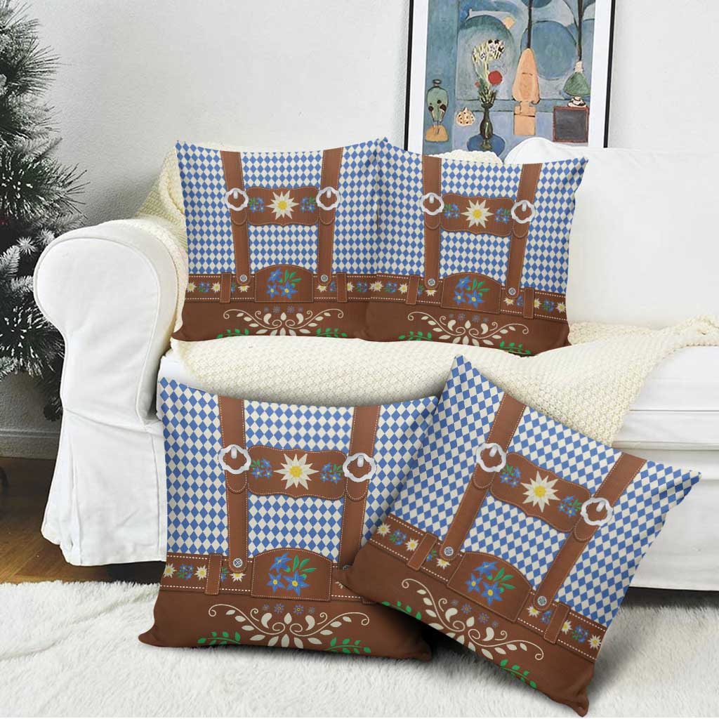 Lederhosen Oktoberfest Pillow Cover Blue Edelweiss Floral Polka Dots - Wonder Print Shop