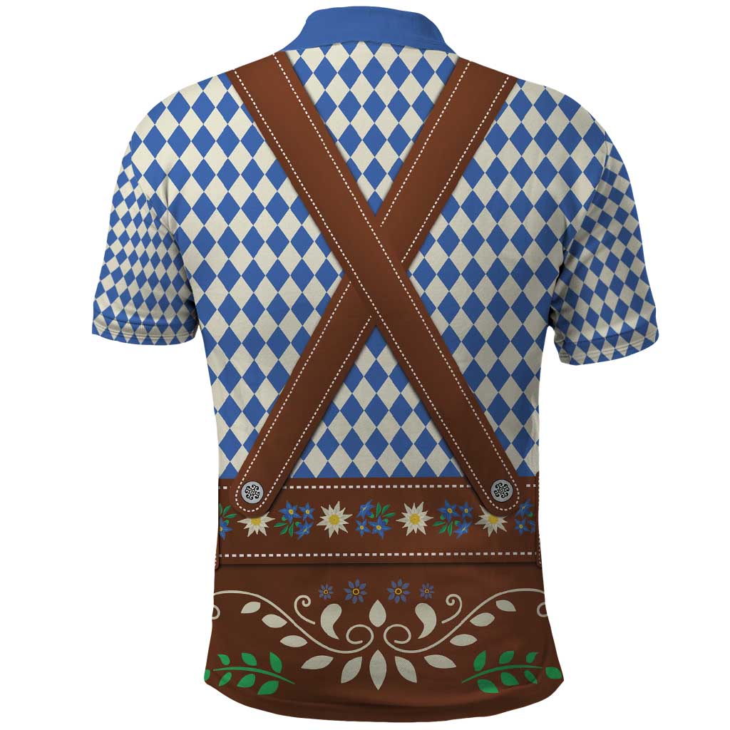 Lederhosen Oktoberfest Polo Shirt Blue Edelweiss Floral Polka Dots - Wonder Print Shop