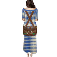 Lederhosen Oktoberfest Puletasi Blue Edelweiss Floral Polka Dots - Wonder Print Shop