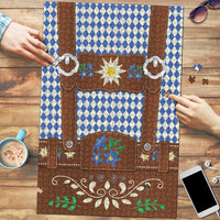 Lederhosen Oktoberfest Puzzle Blue Edelweiss Floral Polka Dots - Wonder Print Shop