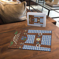 Lederhosen Oktoberfest Puzzle Blue Edelweiss Floral Polka Dots - Wonder Print Shop