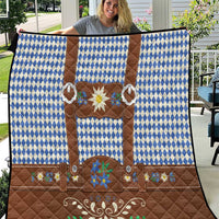 Lederhosen Oktoberfest Quilt Blue Edelweiss Floral Polka Dots - Wonder Print Shop