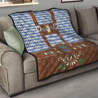 Lederhosen Oktoberfest Quilt Blue Edelweiss Floral Polka Dots - Wonder Print Shop