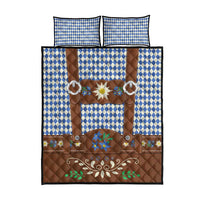 Lederhosen Oktoberfest Quilt Bed Set Blue Edelweiss Floral Polka Dots - Wonder Print Shop
