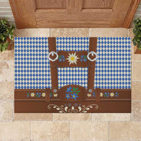 Lederhosen Oktoberfest Rubber Doormat Blue Edelweiss Floral Polka Dots - Wonder Print Shop