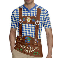 Lederhosen Oktoberfest Rugby Jersey Blue Edelweiss Floral Polka Dots - Wonder Print Shop
