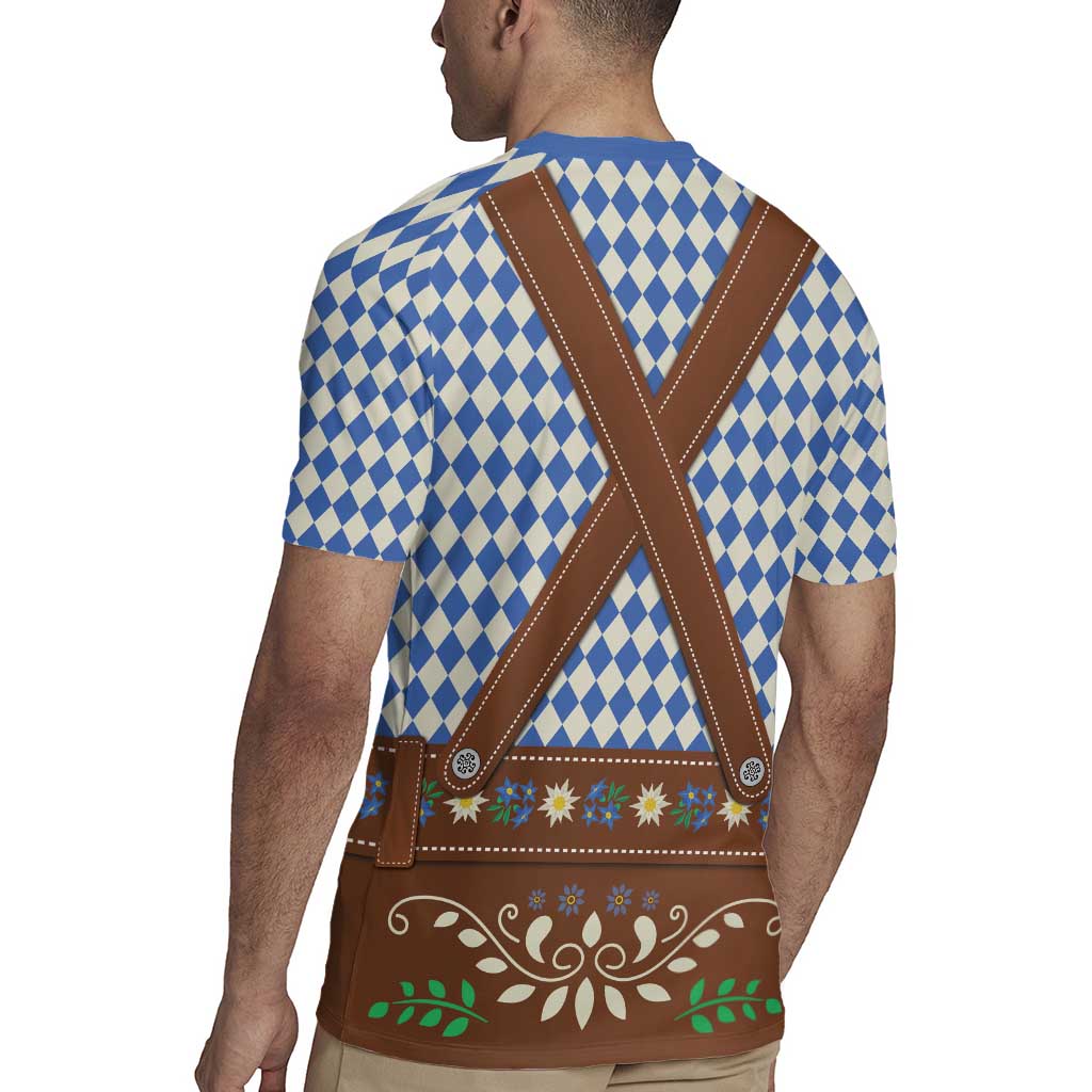 Lederhosen Oktoberfest Rugby Jersey Blue Edelweiss Floral Polka Dots - Wonder Print Shop