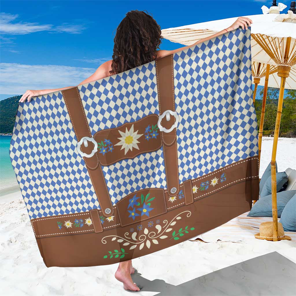 Lederhosen Oktoberfest Sarong Blue Edelweiss Floral Polka Dots - Wonder Print Shop