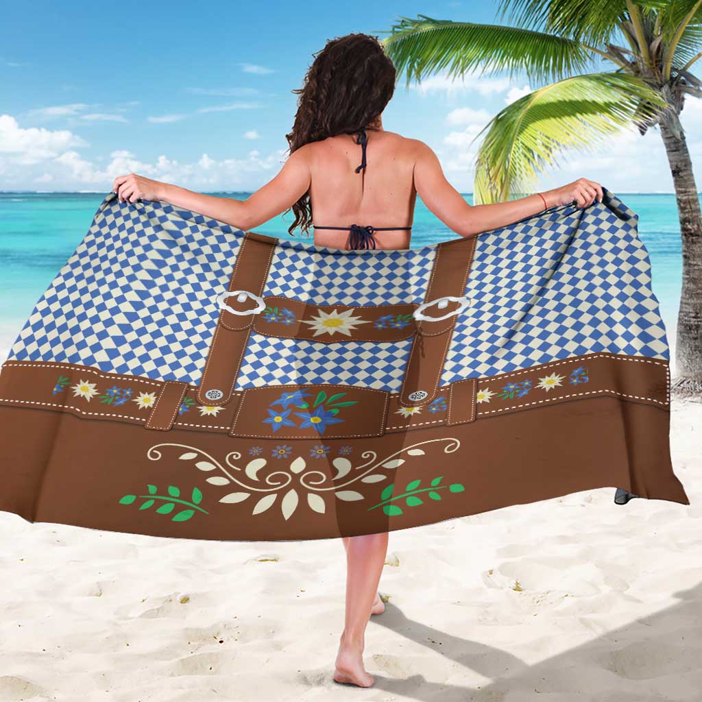 Lederhosen Oktoberfest Sarong Blue Edelweiss Floral Polka Dots - Wonder Print Shop